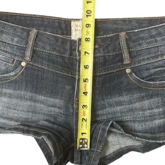 Mudd Dark Wash Denim Jean Shorts with Embroidered Back Pockets Junior’s 7 - Picture 9 of 12